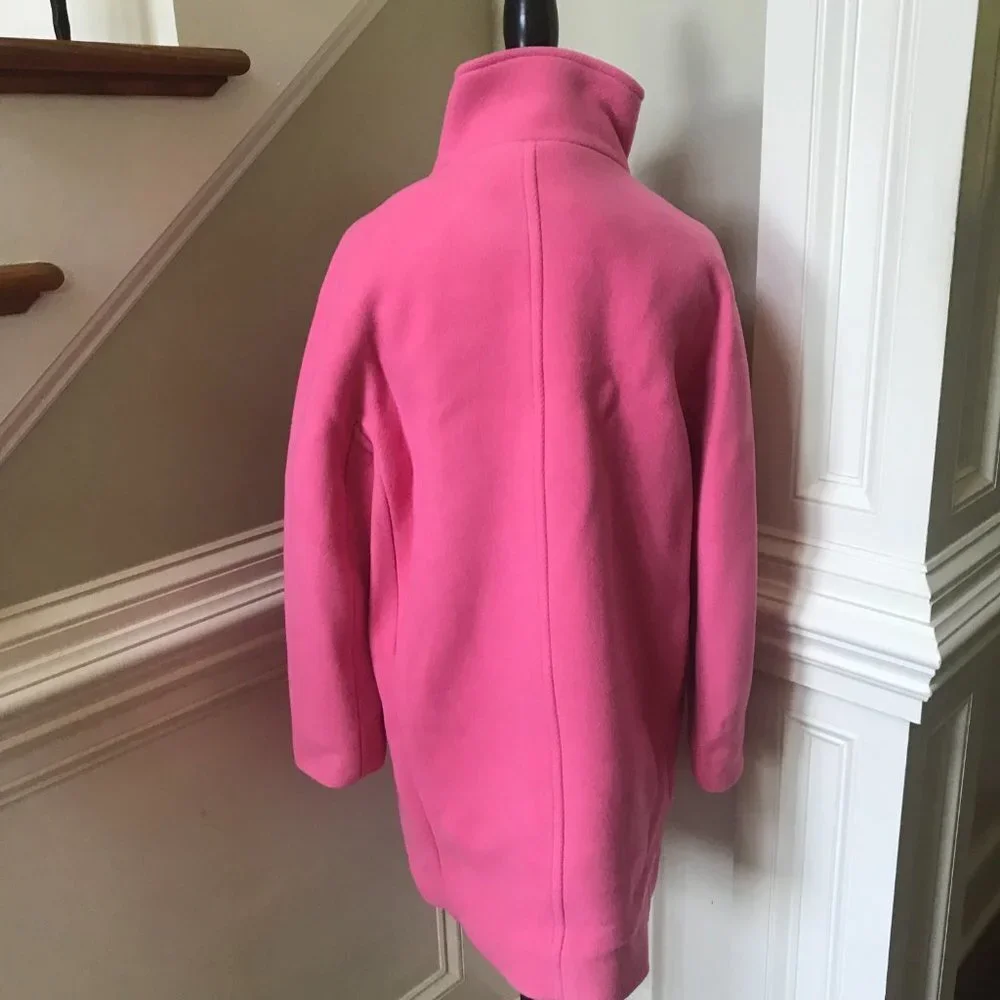 NWT JCREW Villa Coat Womens P 4 Pink Mid Length Stadium Cloth Wool Petite NEW - Picture 11 of 12